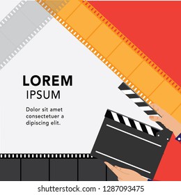 Movie and film modern retro vintage poster background. Design element template can be used of backdrop, brochure, leaflet, vector illustration