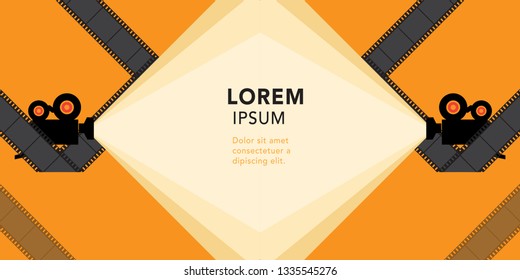 Movie and film modern retro vintage poster background. Design element template can be used of backdrop, brochure, leaflet, vector illustration