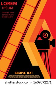 Movie and film modern retro vintage poster background. Design element template can be used of backdrop, brochure, leaflet, vector illustration