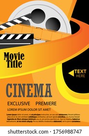 Movie and film modern retro vintage poster background. Design element template can be used of backdrop, brochure, leaflet, vector illustration