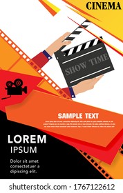 Movie and film modern retro vintage poster background. Design element template can be used of backdrop, brochure, leaflet, vector illustration