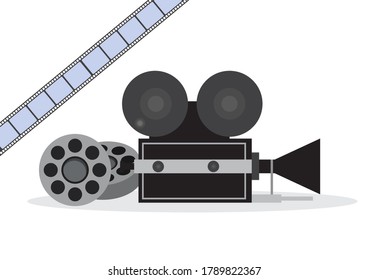 Movie and film modern retro vintage poster on white background vector illustration