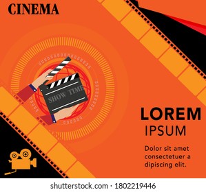 Movie and film modern retro vintage poster background. Design element template can be used of backdrop, brochure, leaflet, vector illustration