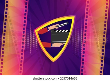 Movie and film modern retro vintage poster background. Design element template can be used of backdrop, brochure, leaflet, vector illustration