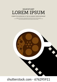 Movie And Film Modern Retro Vintage Poster Background. Design Element Template Can Be Used Of Backdrop, Brochure, Leaflet, Vector Illustration