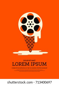 Movie and film modern retro vintage poster background. Design element template can be used of backdrop, brochure, leaflet, vector illustration