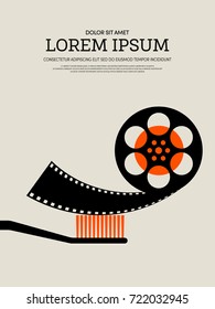 Movie and film modern retro vintage poster background. Design element template can be used of backdrop, brochure, leaflet, vector illustration