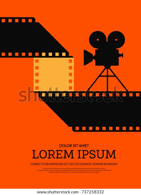 Movie and film modern retro vintage poster\
background. Design element template can be used of backdrop,\
brochure, leaflet, vector\
illustration