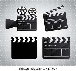 movie film over gray dotted background vector illustration