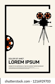 Movie and film poster design template background modern vintage retro style. Can be used for backdrop, banner, brochure, leaflet, flyer, advertisement, publication, vector illustration