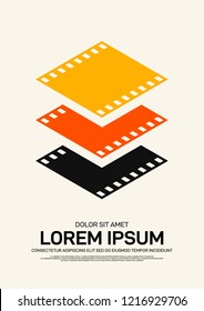 Movie and film poster design template background modern vintage retro style. Can be used for backdrop, banner, brochure, leaflet, flyer, advertisement, publication, vector illustration