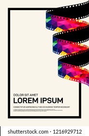 Movie and film poster design template background modern vintage retro style. Can be used for backdrop, banner, brochure, leaflet, flyer, advertisement, publication, vector illustration