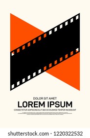 Movie and film poster design template background modern vintage retro style. Can be used for backdrop, banner, brochure, leaflet, flyer, advertisement, publication, vector illustration