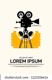 Movie and film poster design template background modern vintage retro style. Can be used for backdrop, banner, brochure, leaflet, flyer, advertisement, publication, vector illustration