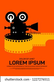 Movie and film poster design template background modern vintage retro style. Can be used for backdrop, banner, brochure, leaflet, flyer, advertisement, publication, vector illustration