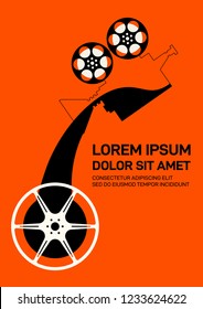 Movie and film poster design template background modern vintage retro style. Can be used for backdrop, banner, brochure, leaflet, flyer, advertisement, publication, vector illustration