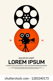 Movie and film poster design template background modern vintage retro style. Can be used for backdrop, banner, brochure, leaflet, flyer, advertisement, publication, vector illustration