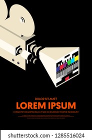 Movie and film poster design template background modern vintage retro style. Can be used for backdrop, banner, brochure, leaflet, flyer, advertisement, publication, vector illustration