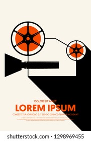 Movie and film poster design template background modern vintage retro style. Can be used for backdrop, banner, brochure, leaflet, flyer, advertisement, publication, vector illustration