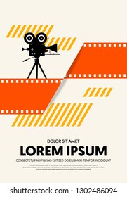 Movie and film poster design template background modern vintage retro style. Can be used for backdrop, banner, brochure, leaflet, flyer, advertisement, publication, vector illustration