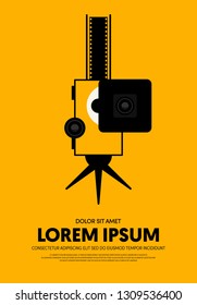 Movie and film poster design template background modern vintage retro style. Can be used for backdrop, banner, brochure, leaflet, flyer, advertisement, publication, vector illustration