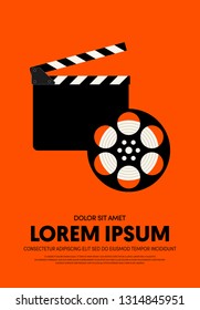 Movie and film poster design template background modern vintage retro style. Can be used for backdrop, banner, brochure, leaflet, flyer, advertisement, publication, vector illustration