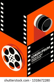 Movie and film poster design template background modern vintage retro style. Can be used for backdrop, banner, brochure, leaflet, flyer, advertisement, publication, vector illustration