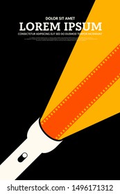 Movie and film poster design template background vintage retro style. Graphic design element template can be used for backdrop, brochure, leaflet, flyer, print, publication, vector illustration