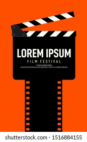 Movie and film poster design template background with clapperboard. 