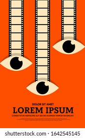 Movie and film poster design template background modern vintage retro style. Design element for backdrop, brochure, leaflet, flyer, print, publication, vector illustration