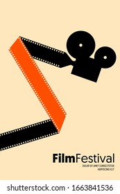 Movie and film poster design template background modern vintage retro style. Design element for backdrop, brochure, leaflet, flyer, print, publication, vector illustration