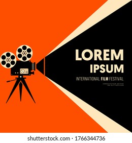 Movie and film poster design template background vintage retro style. Graphic design element can be used for backdrop, banner, brochure, leaflet, flyer, print, publication, vector illustration