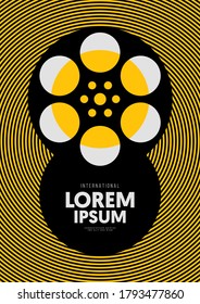 Movie and film poster design template background vintage retro style. Graphic design element can be used for backdrop, banner, brochure, leaflet, flyer, print, publication, vector illustration