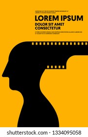 Movie and film poster modern vintage retro style. Graphic design template can be used for background, backdrop, banner, brochure, leaflet, flyer, print, publication, vector illustration