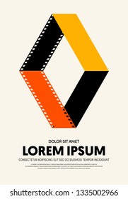 Movie and film poster modern vintage retro style. Graphic design template can be used for background, backdrop, banner, brochure, leaflet, flyer, print, publication, vector illustration