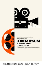 Movie and film poster modern vintage retro style. Graphic design template can be used for background, backdrop, banner, brochure, leaflet, flyer, print, publication, vector illustration