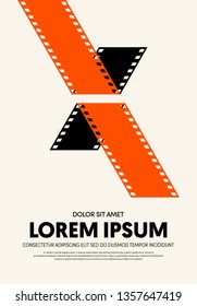 Movie and film poster modern vintage retro style. Graphic design template can be used for background, backdrop, banner, brochure, leaflet, flyer, print, publication, vector illustration
