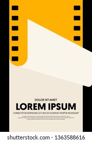 Movie and film poster modern vintage retro style. Graphic design template can be used for background, backdrop, banner, brochure, leaflet, flyer, print, publication, advertisement, vector illustration