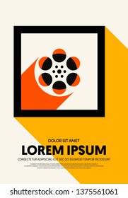 Movie and film poster modern vintage retro style. Graphic design template can be used for background, backdrop, banner, brochure, leaflet, flyer, print, publication, vector illustration