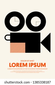 Movie and film poster modern vintage retro style. Graphic design template can be used for background, backdrop, banner, brochure, leaflet, flyer, print, publication, vector illustration