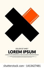 Movie and film poster modern vintage retro style. Graphic design template can be used for background, backdrop, banner, brochure, leaflet, flyer, print, publication, vector illustration
