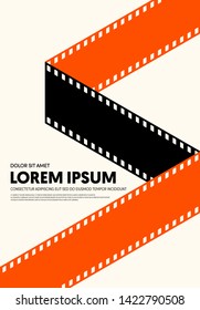 Movie and film poster modern vintage retro style. Graphic design template can be used for background, backdrop, banner, brochure, leaflet, flyer, print, publication, vector illustration