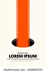 Movie and film poster modern vintage retro style. Graphic design template can be used for background, backdrop, banner, brochure, leaflet, flyer, print, publication, vector illustration