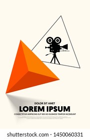 Movie and film poster modern vintage retro style. Graphic design template can be used for background, backdrop, banner, brochure, leaflet, flyer, print, publication, vector illustration