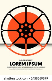 Movie and film poster modern vintage retro style. Graphic design template can be used for background, backdrop, banner, brochure, leaflet, flyer, print, publication, vector illustration