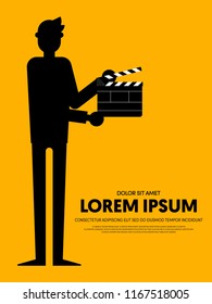 Movie and film poster template design modern retro vintage style. Can be used for background, backdrop, banner, brochure, leaflet, publication, vector illustration