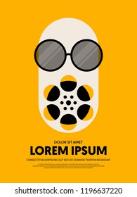 Movie and film poster template design modern retro vintage style. Can be used for background, backdrop, banner, brochure, leaflet, flyer, advertising,  publication, vector illustration