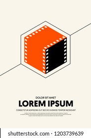 Movie and film poster template design modern retro vintage style. Can be used for background, backdrop, banner, brochure, leaflet, flyer, advertisement, publication, vector illustration