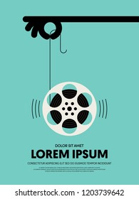 Movie and film poster template design modern retro vintage style. Can be used for background, backdrop, banner, brochure, leaflet, flyer, advertisement, publication, vector illustration