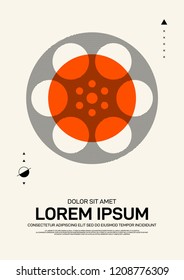 Movie and film poster template design modern retro vintage style. Can be used for background, backdrop, banner, brochure, leaflet, flyer, advertisement, publication, vector illustration